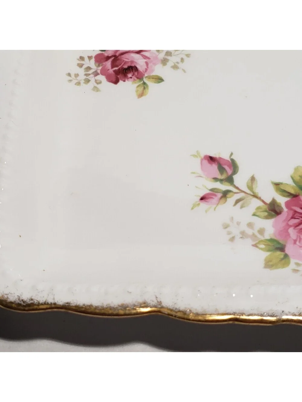 Vintage Royal Albert Amercian Beauty Sandwich Tray Vanity Pink Roses England